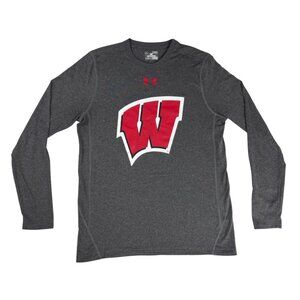 Under Armour Men's Wisconsin Badgers Loose Gray Long Sleeve T-Shirt Athletic M